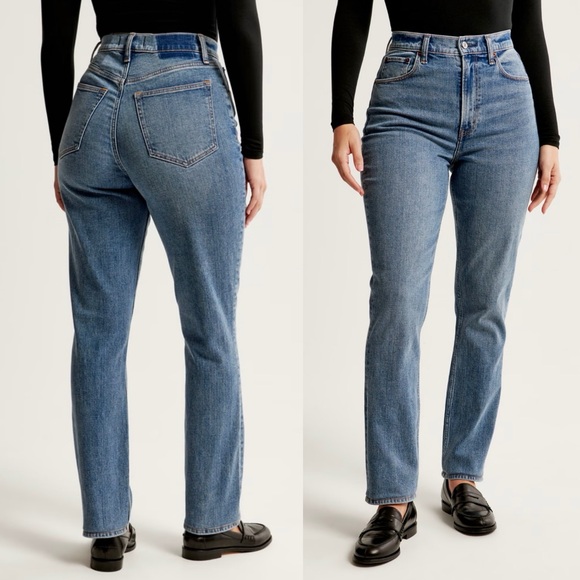 Abercrombie & Fitch 90’s Curve Love Slim Straight Ultra High Rise Size 33/16L - Picture 2 of 14